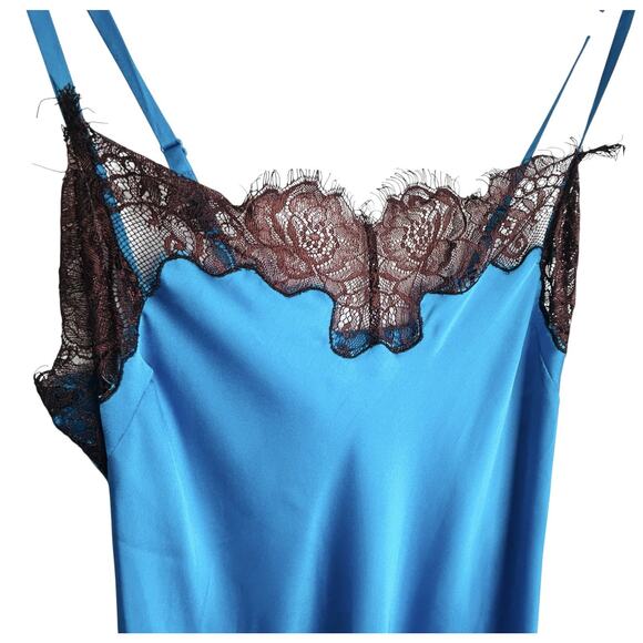 Y2k Fairy Silky Lace Slip Dress Midi Slit Women Size 4 Romantic Sultry Goth Glam - Picture 6 of 13